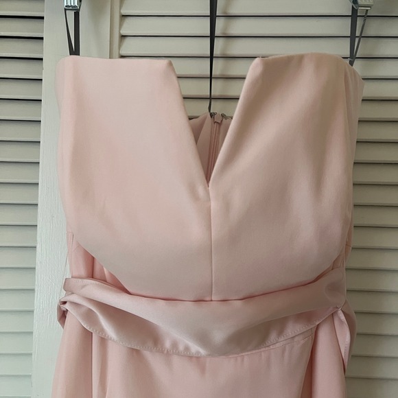 NWT White by Vera Wang Strapless Crepe Soie Gown Petal Pink Sz 18 - Picture 4 of 10